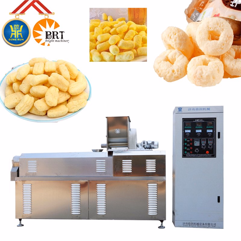 Double Screw Stainless Steel Corn Extruder Processing Production Line Core Filling Inflating Rice Cereal Puffs Snack Food Corn Snack Making Machine