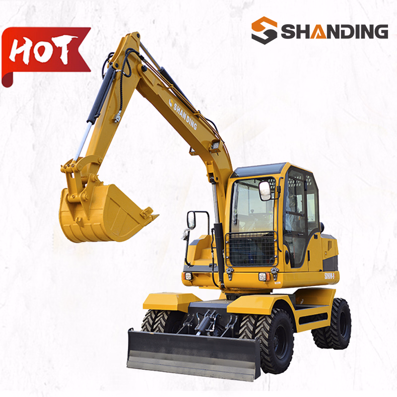 China Brand Construction Machinery Wheeled Diggers Mini Wheel Excavator with 9 Ton