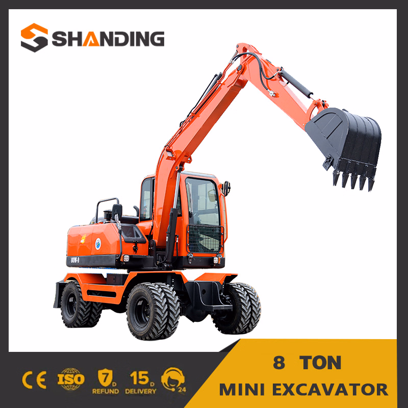 Wheel Digger Hydraulic Digging Machine Mini Excavator with Rotating Grapple