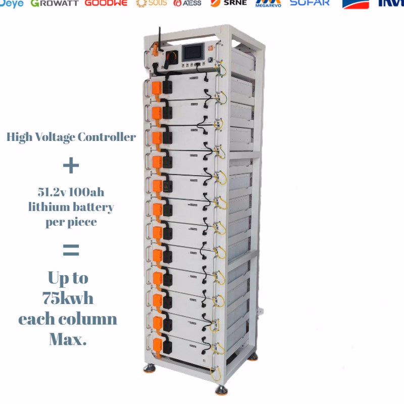 High Voltage 153.6V 204.8V 256.5V 460.8V 512V Stacked Solar Battery Lithium Battery 15kwh 20kwh 25kwh Lithium Solar Battery for Offgrid and Hybrid Solar System