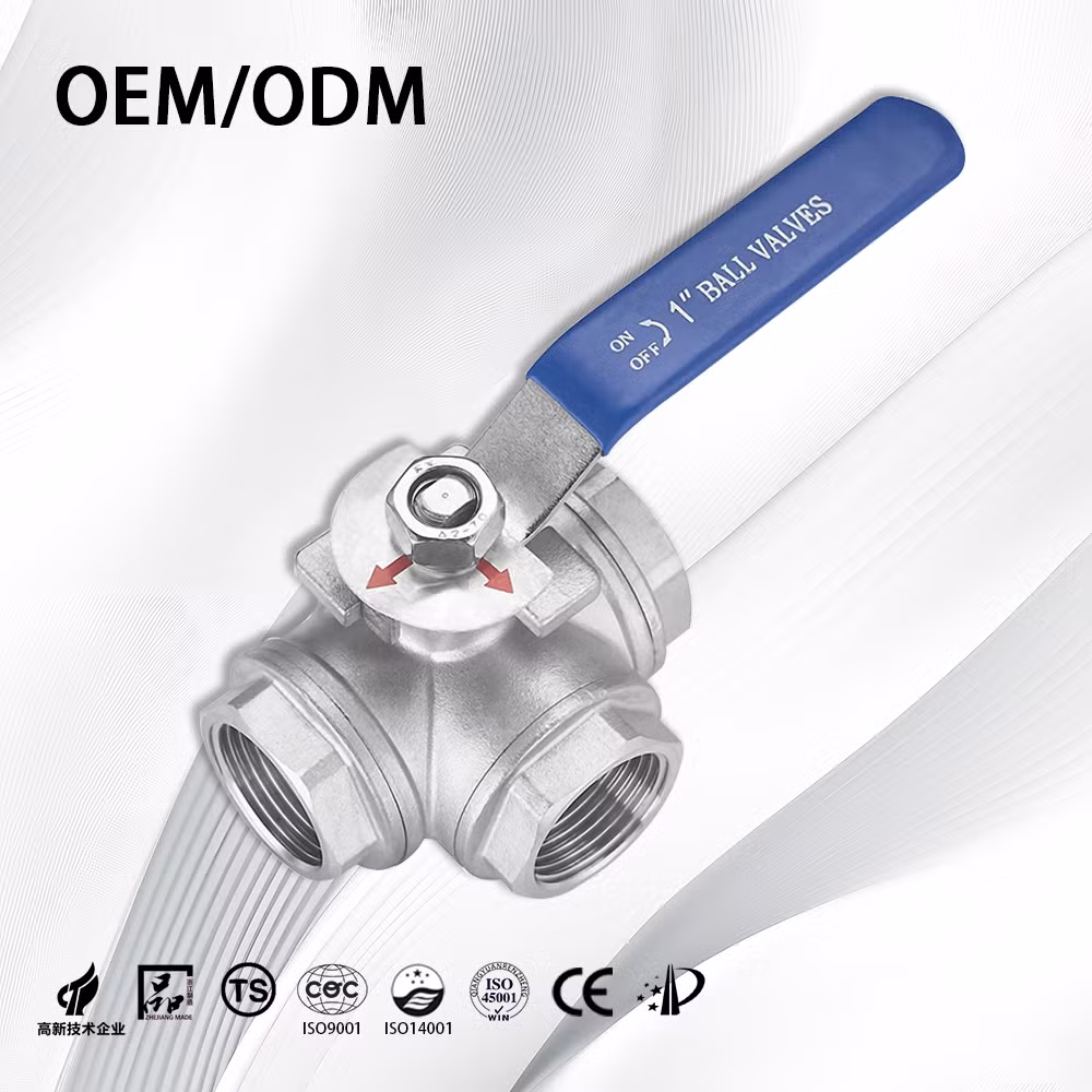 Stainless Steel Industrial/Customize/Flow Control/High Efficiency Straight/Manual/Pneumatic Actuator/Threaded 3-Way Ball Valve for Water/Air/Oil/Gas/Liquid