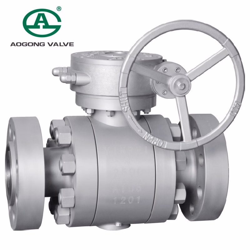 3 Piece Pn16 Forged Steel Pneumatic Control Actuator Motorized Flange 3 Way Stainless Steel High Pressure Industrial Trunnion Mounted Ball Valve