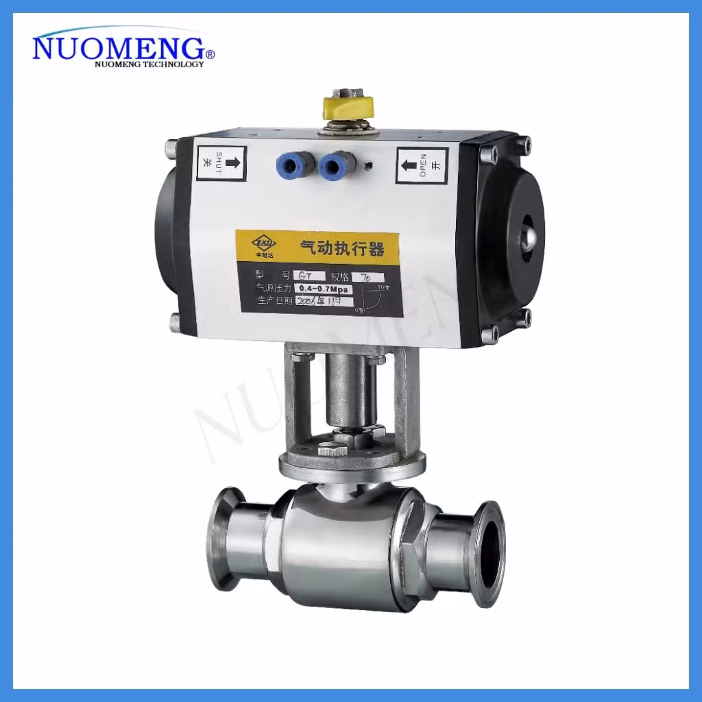 Sanitary Stainless Steel 3PCS High Platform Clamped Ball Valve with Pneumatic Actuator