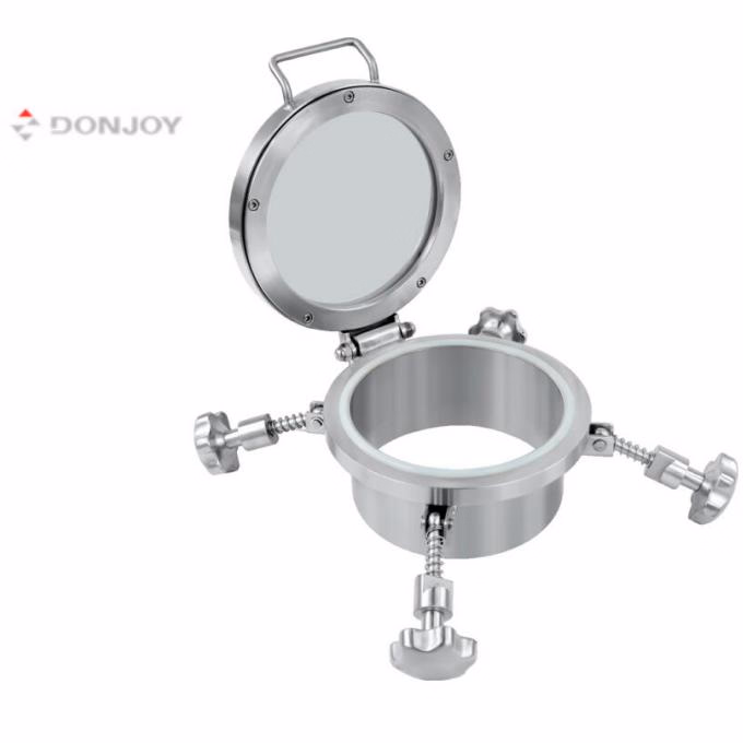 Sanitary Round Whole Glass High Pressure Man Hole with Stainless Steel Handwheel