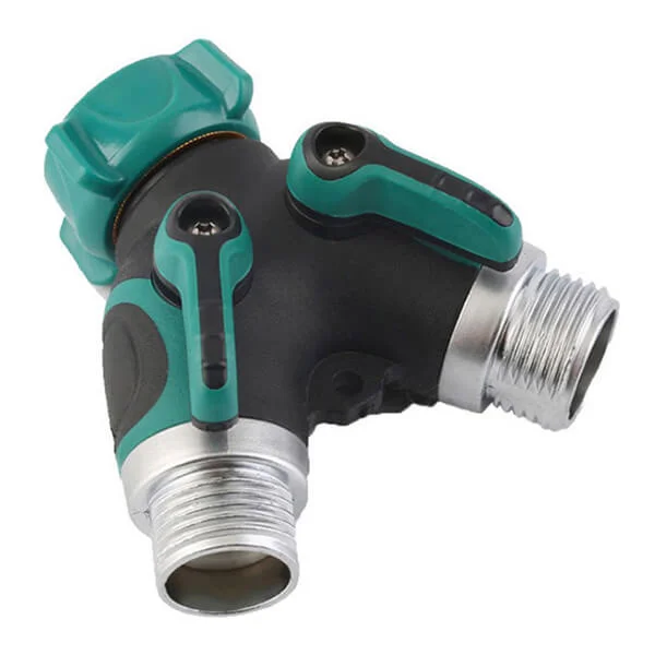 2 Ways Y Heavy Duty Zinc Alloy Garden Hose Tap Splitter - EVERPEAKTOOLS