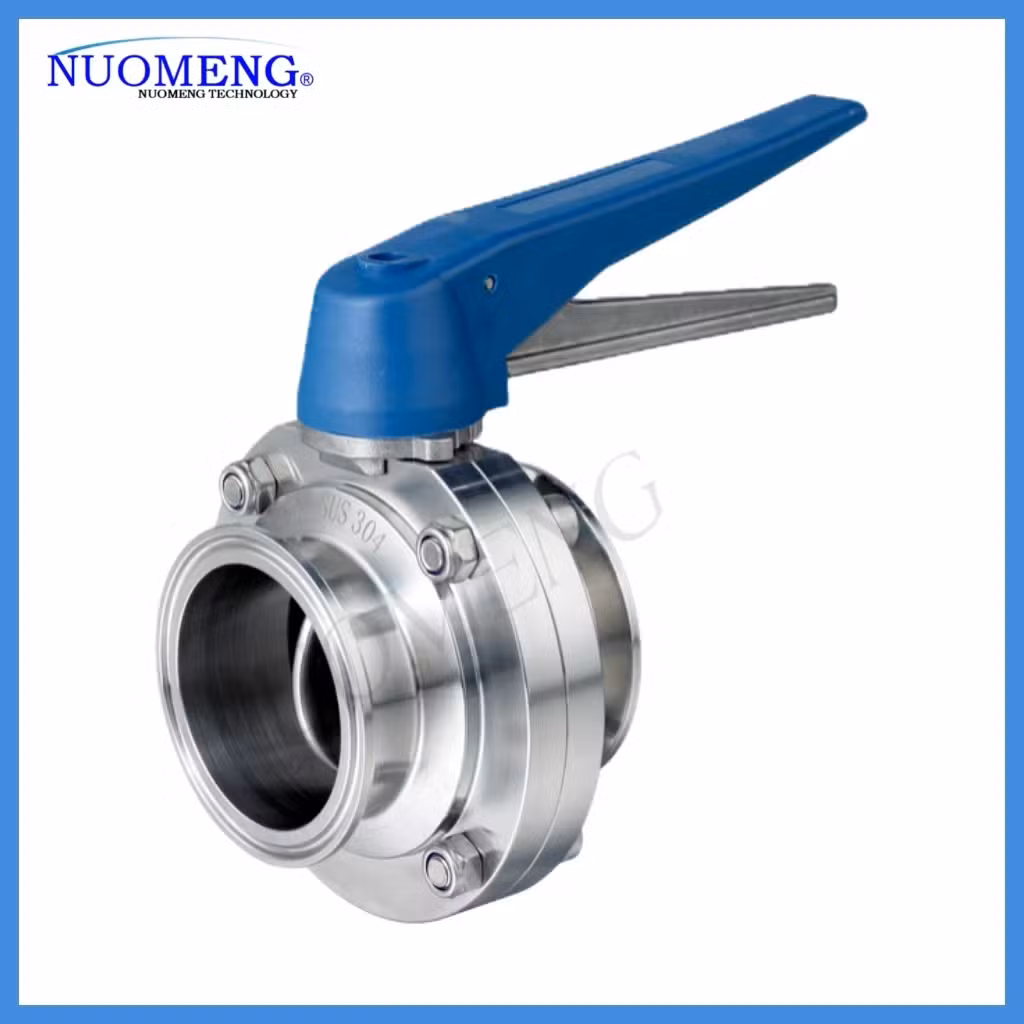 Sanitary Stainless Steel SS304/316L Multi-Position Plastic Handle /Pulling Handle Welded Butterfly Valve