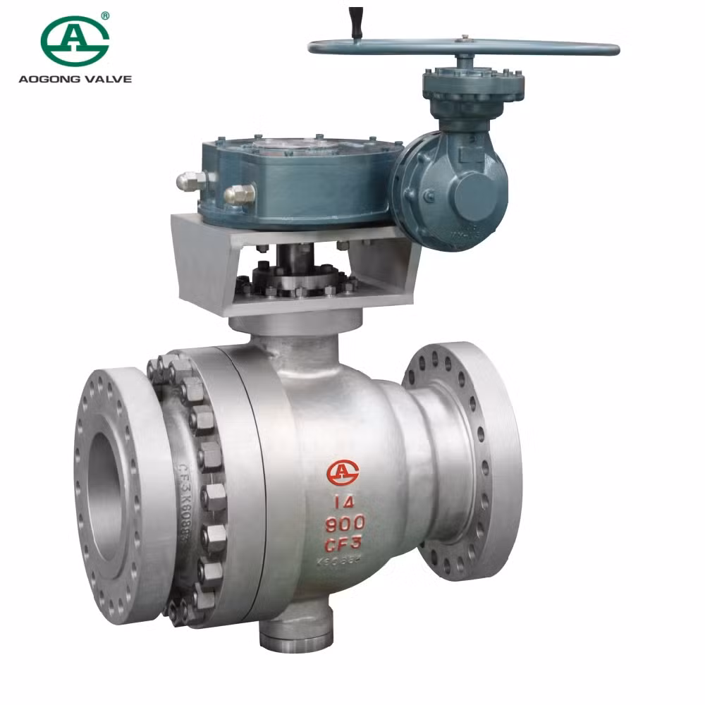 2 Piece Pn16 Trunnion Mounted Pneumatic Control Actuator Motorized Flange 3 Way Stainless Steel Industrial Ball Valve