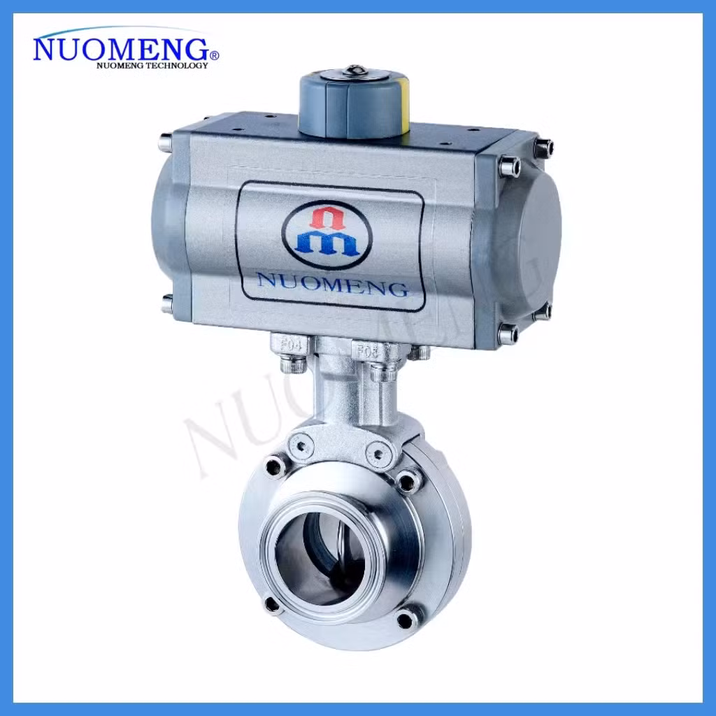 DIN Sanitary Stainless Steel SS304/316L Weled/Clamped/Explosion Proof/Control/ Actuator &Horizontal Type Pneumatic Butterfly Valve