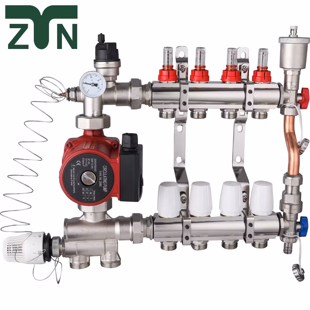 Factory Water Valved Stainless Steel Manifold Hosehold Radiant Floor Heating Manifold