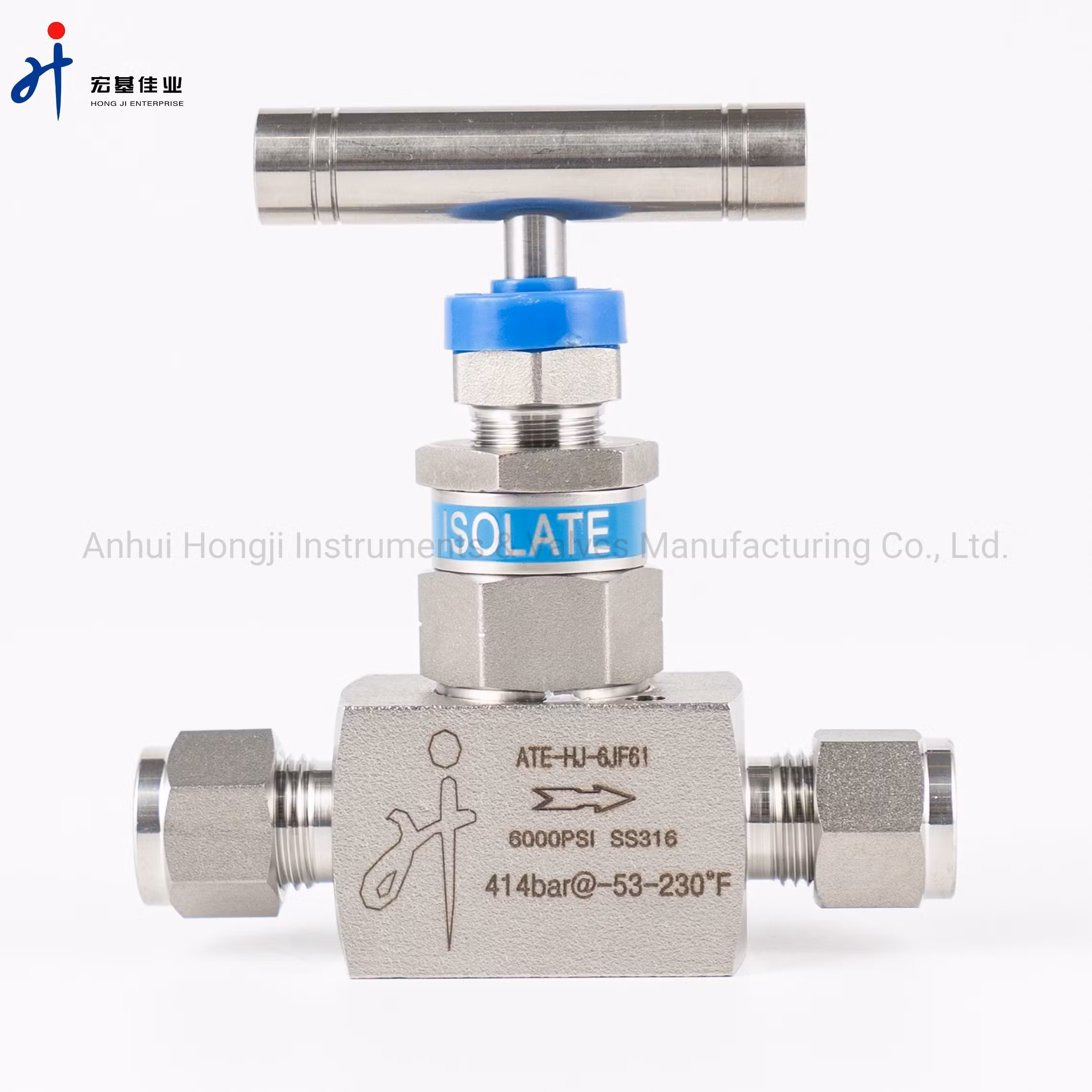 Stainless Steel Double Ferrule Needle Valve Straight Through Stop Valve