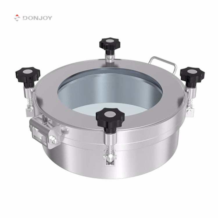 Sanitary Round High Pressure Man Hole Cover SS304 with Plastic Handle Wheel