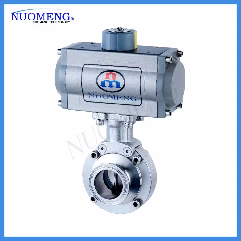 Sanitary Stainless Steel SS304/316L Horizontal Type Pneumatic Welded Butterfly Valve (DN11851)