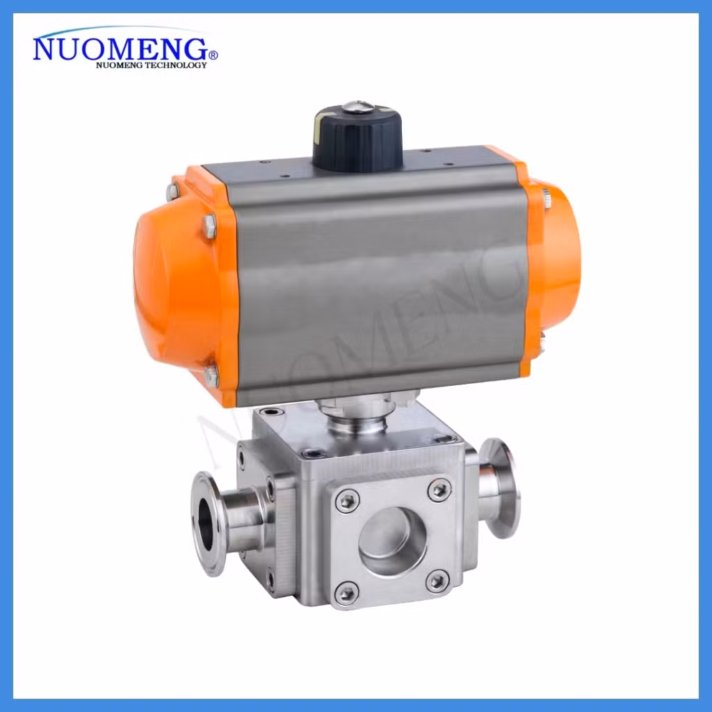 Premium Sanitary Stainless Steel SS304/SS316L Pneumatic Cross Ball Valve