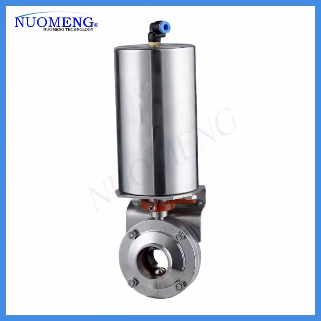 Sanitary Stainless Steel SS304/SS316L Welded Pneumatic Male Threaded Butterfly Valve