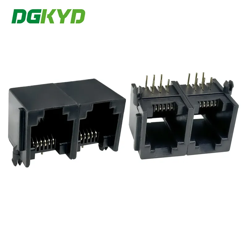 RJ11 female socket interface Double ports socket Full plastic lightless connector Industrial Ethernet port DGKYD5521E1266IWA1DY1