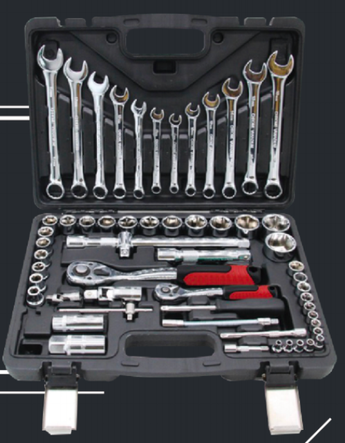 61-Piece Professional, Socket Wrench Set with Curved Handle from China Manufacturer