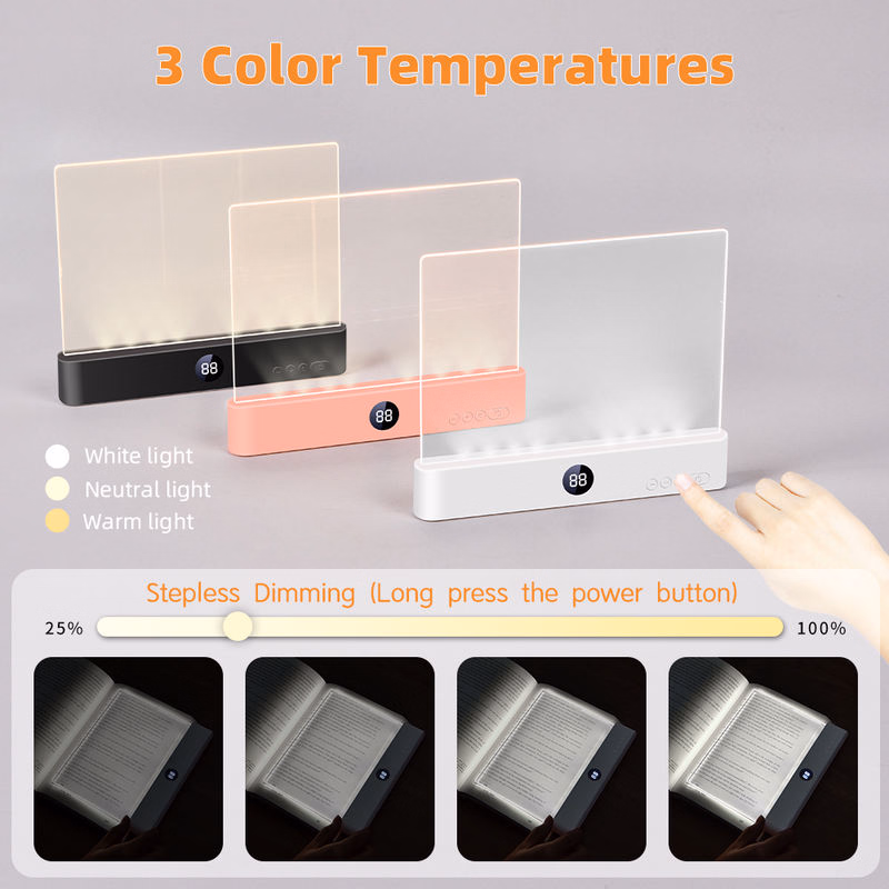 Portable Brightness Adjustable Dimmable Bookmark Lights Reading in Bed USB Rechargeable LED Eye-Protection Book Light