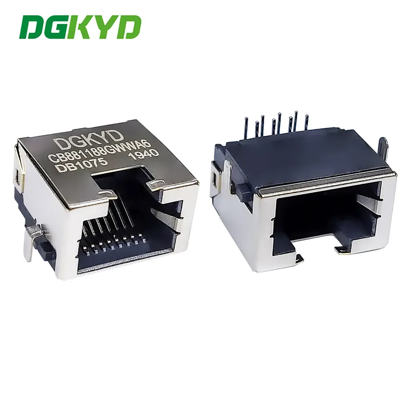 RJ45 SMT sinking board 8.8 without light strip shielding 8P8C direct insertion type DGKYDCB881188GWWA6DB1075