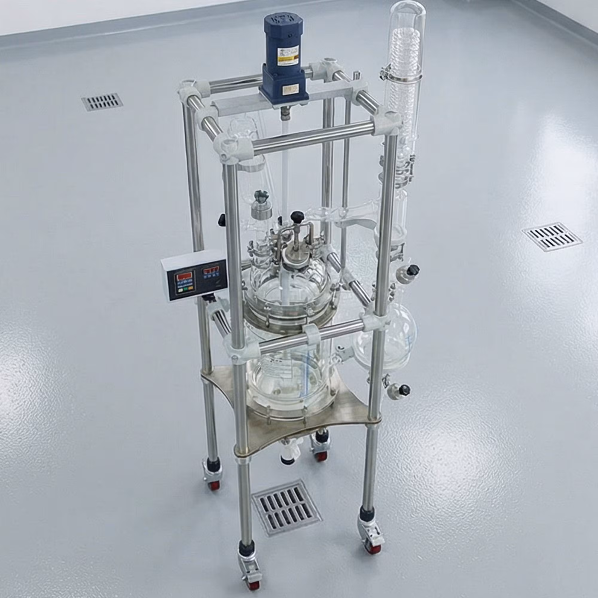 High-Performance Double Jacketed Glass Reactor with Stirring System2.