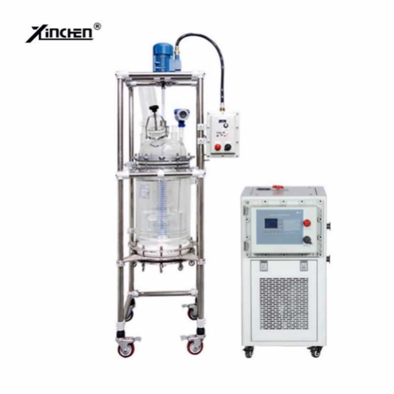 30L High Borosilicate Two-Layer Movable Jacketed Glass Reactor Pharmaceutical Reactor