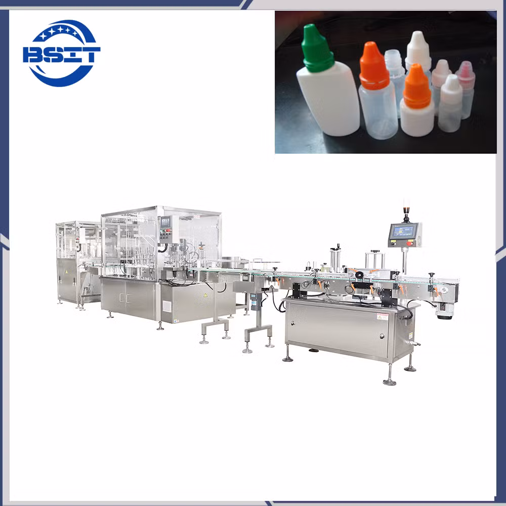 Automatic Eliquid Bottle Filling Capping Labeling Carton Packing Machine