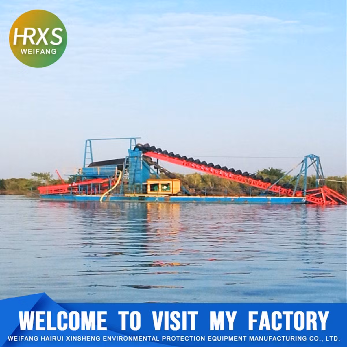 High Quality Bucket Chain Dredging Boat for River Gold Washing with Vibration Chute
