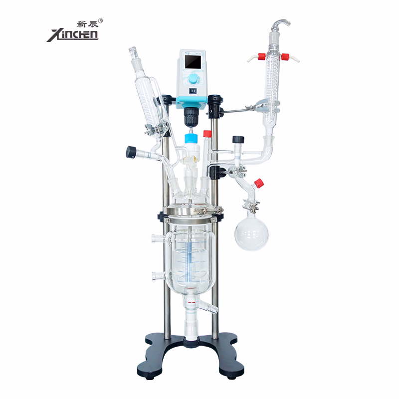 1L Lab Chemical Reactor Jacketed Double Layer Glass Stirred Tank Reactor