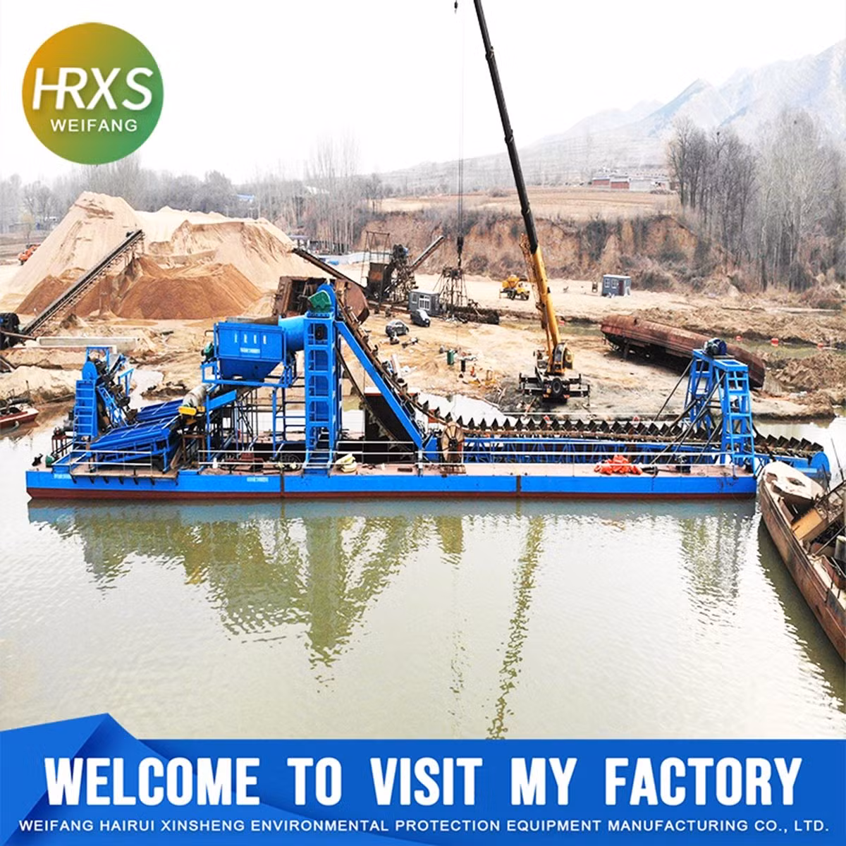 Low Price Chain Bucket Gold Mining Boat for River Mine with Trommel Screen