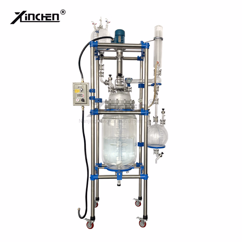 Double Layer Lab Jacketed Glass Reactor Pilot Glass Reactor