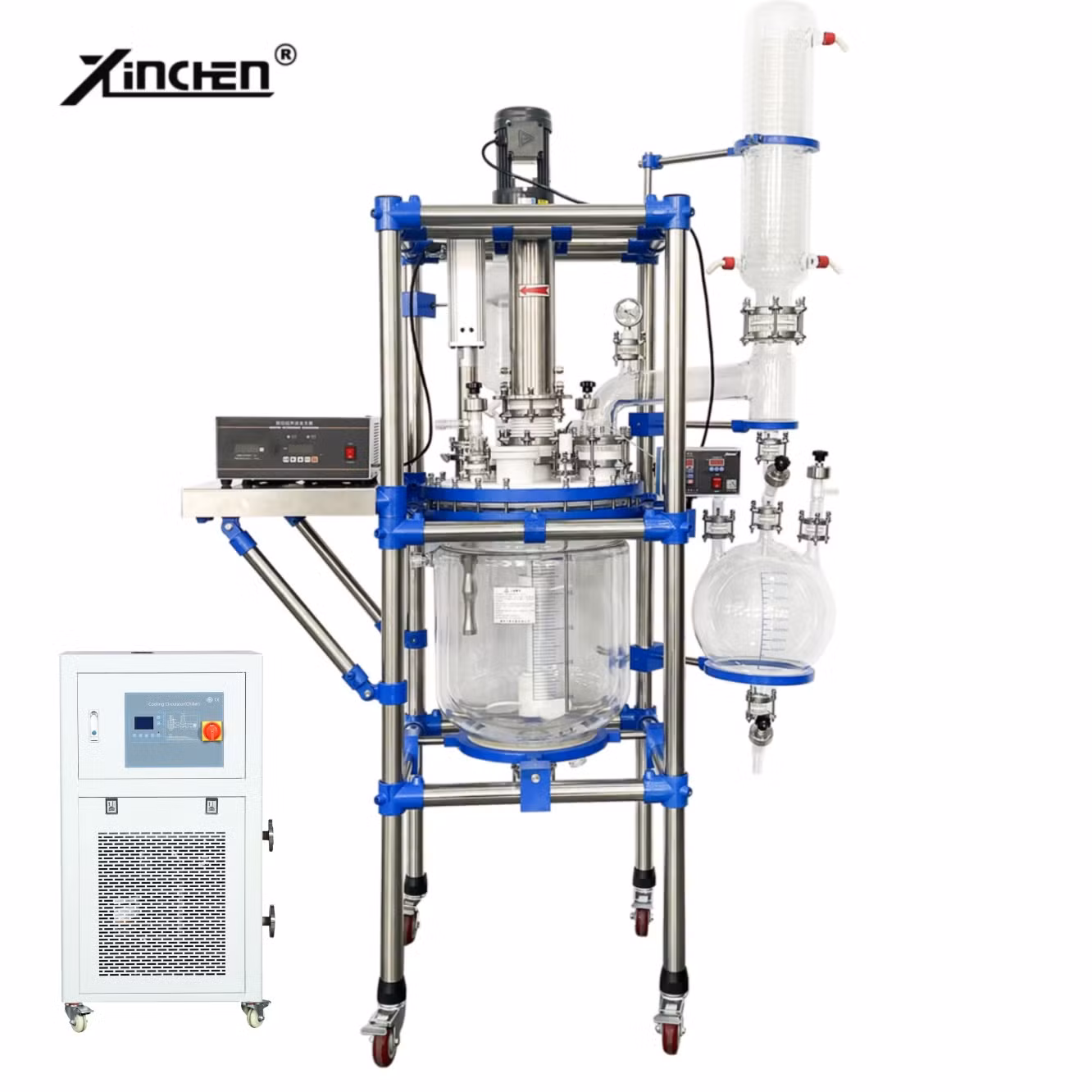 20L Jacketed Ultrasonic Glass Reactor Mixed Reaction Extraction with Agitation