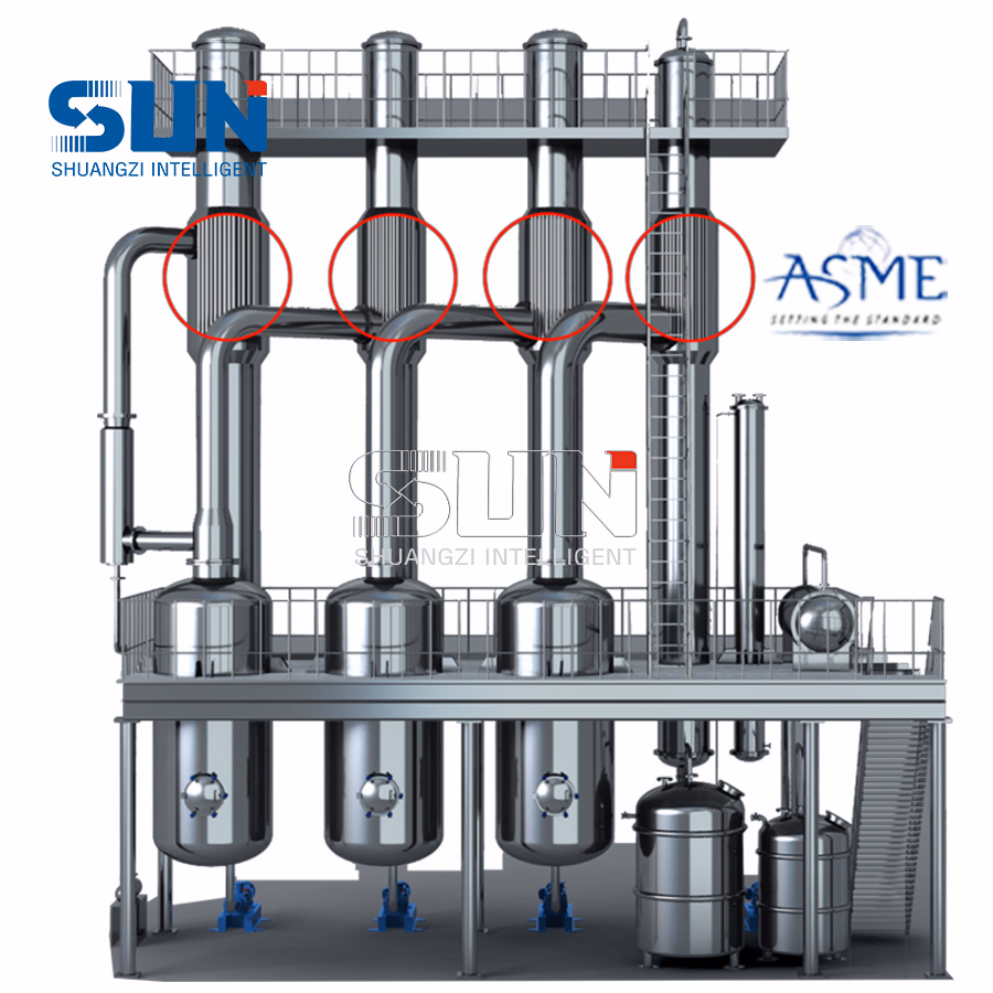 Stainless Steel Vacuum Single Effect Falling Film Continuous Feeding Evaporator for Milk