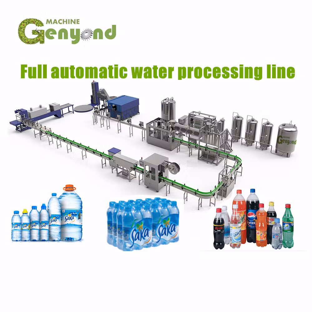 Factory Shanghai Automatic Pure Mineral Water Carbonated Soft Drink Beverage Liquid Fruit Juice Bottling Labeling Capping Sealing Filling Machine