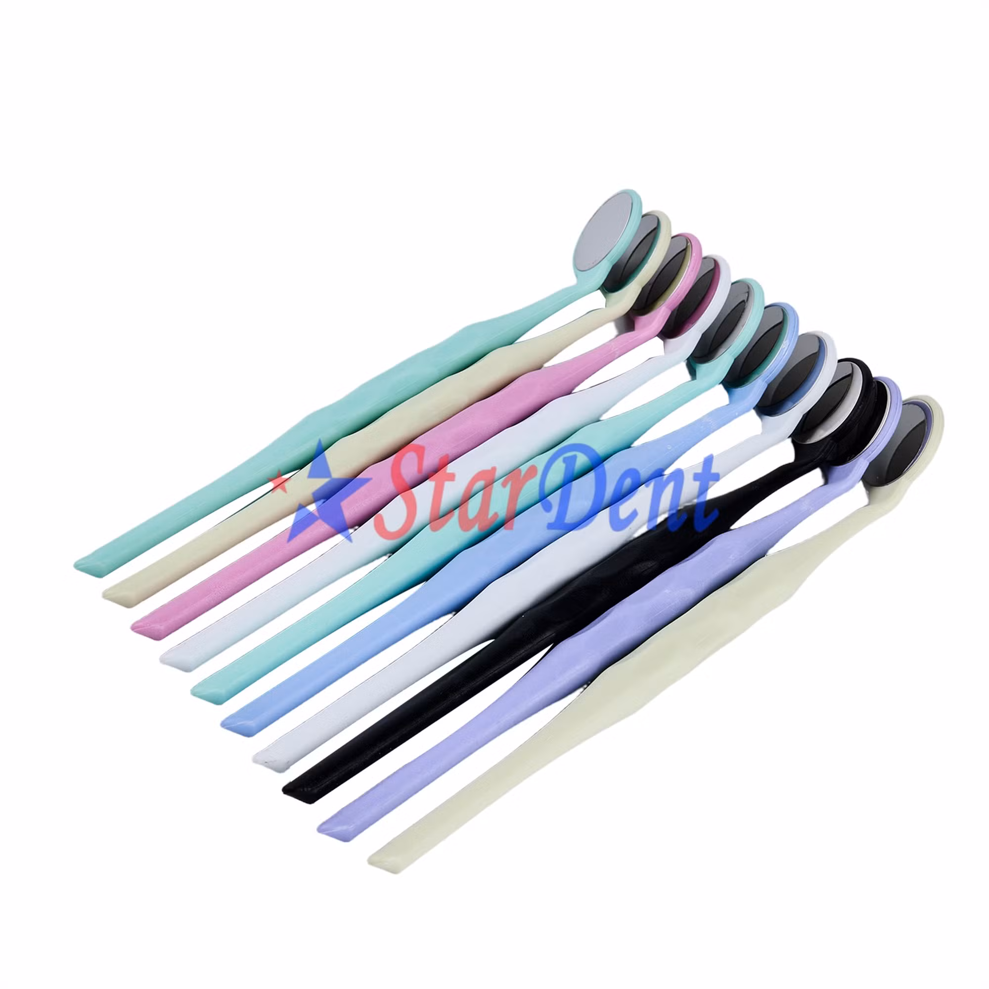 10PCS/ Box Mixed Color Double Sided Mouth Mirrors Premium Front Surface Oral Exam Mirror