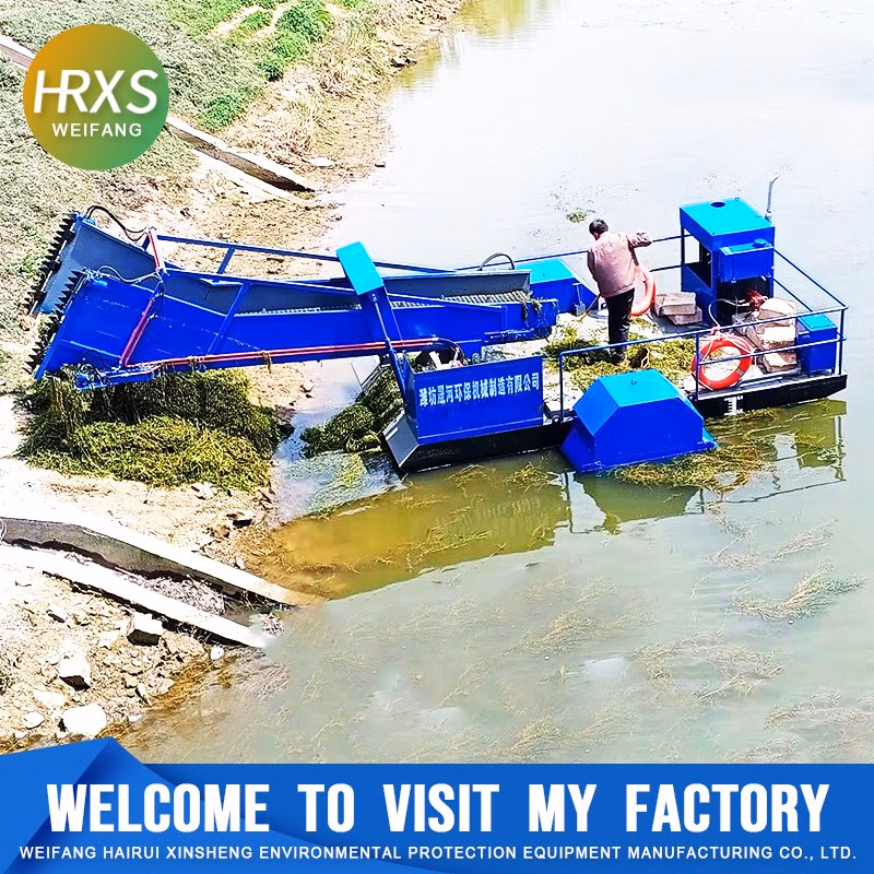 Innovative Aquatic Weed Management Boat for Effective Harvesting