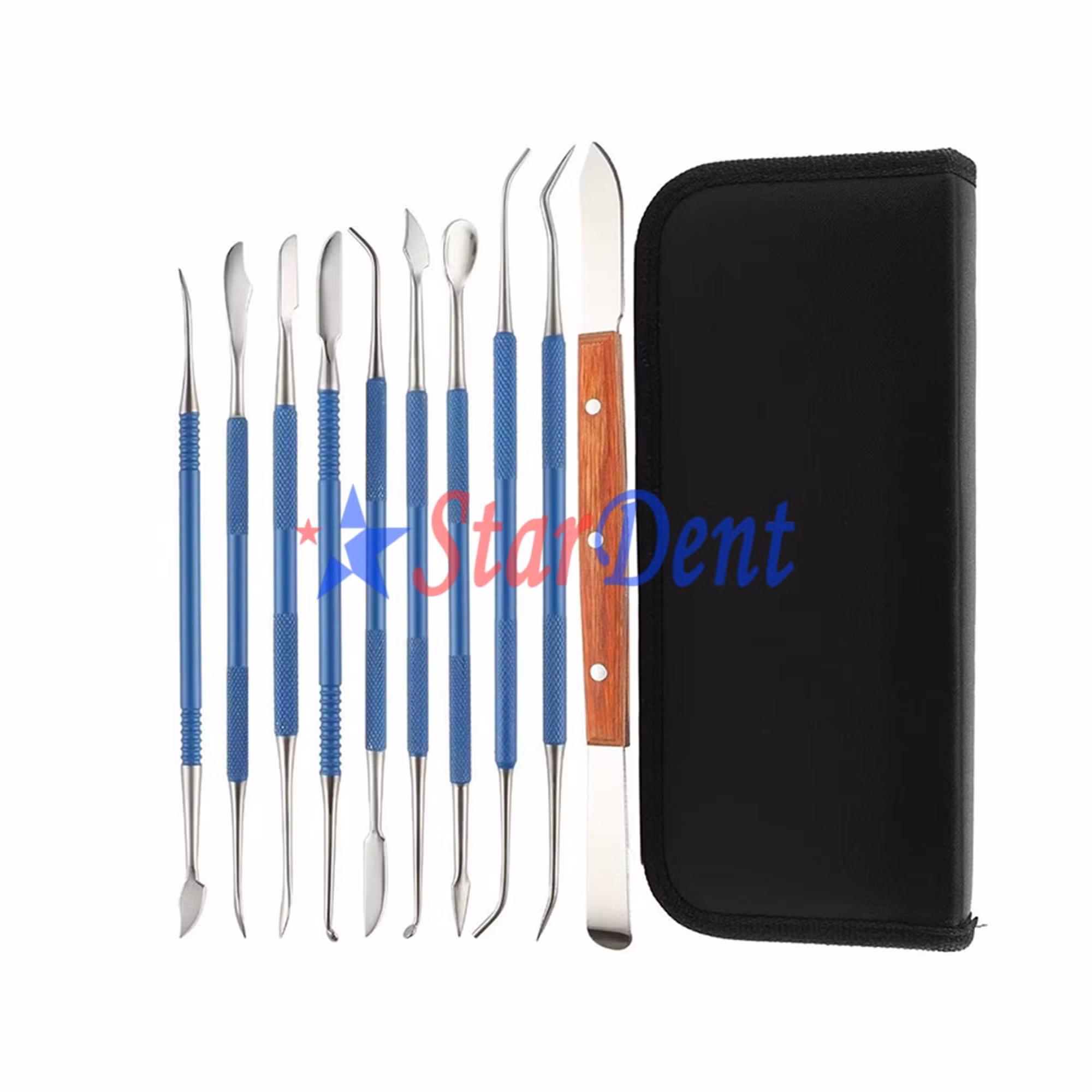 Stainless Steel Instrument Dental Knife Set Blue Paint Dental Knife Wax Knife