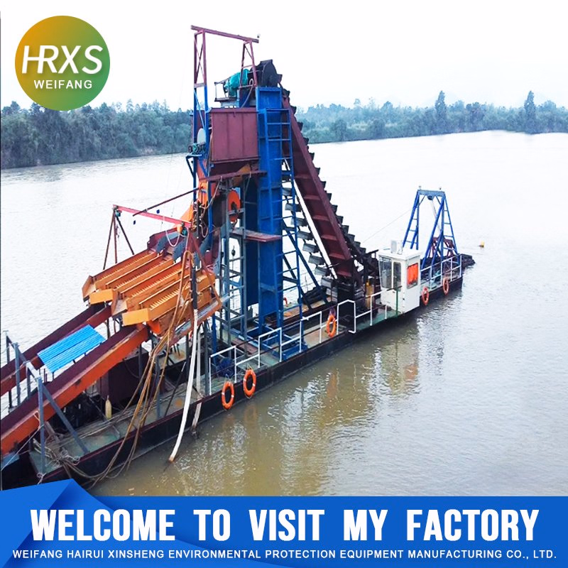 Hydraulic System Chain Bucket Type Gold/Diamond Dredger for Alluvial Gold/Diamond /Sand/Soil From River/Sea with Trommel/Shaking Table