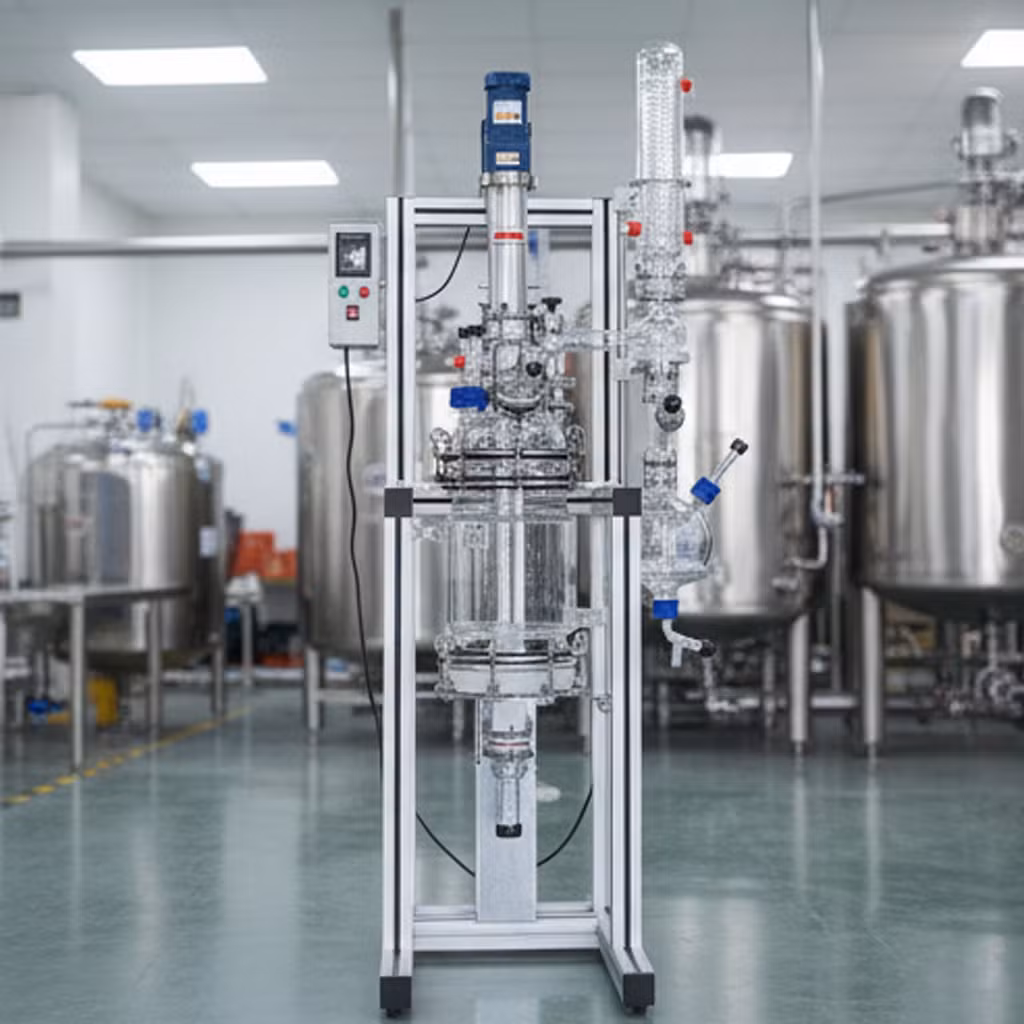 Small Lab Glass Reactor 3L Mini Chemical Stirrer Reactors 5L 10L 20L with Motor Mixing