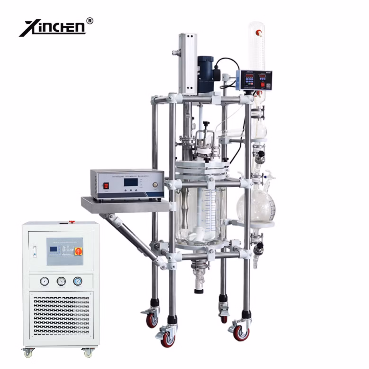 5L 20L Ultrasonic Reactor Mixer Double Layer Jacketed Glass Reactor Chemical Reactors