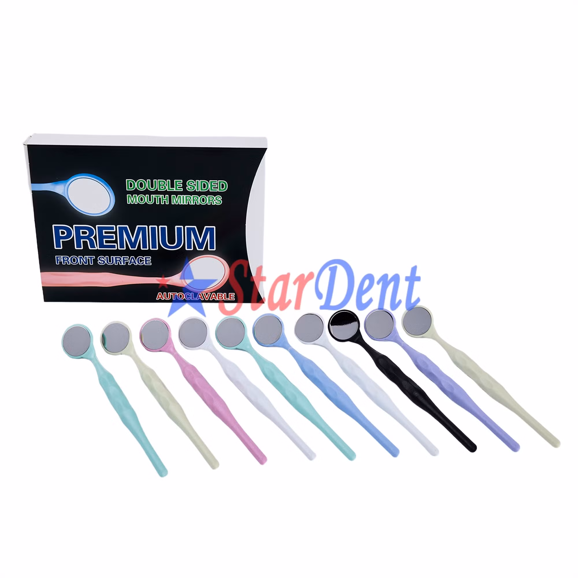 Autoclavable Double Sided Mouth Mirrors Premium Front Surface Mixed Color 10PCS/Set