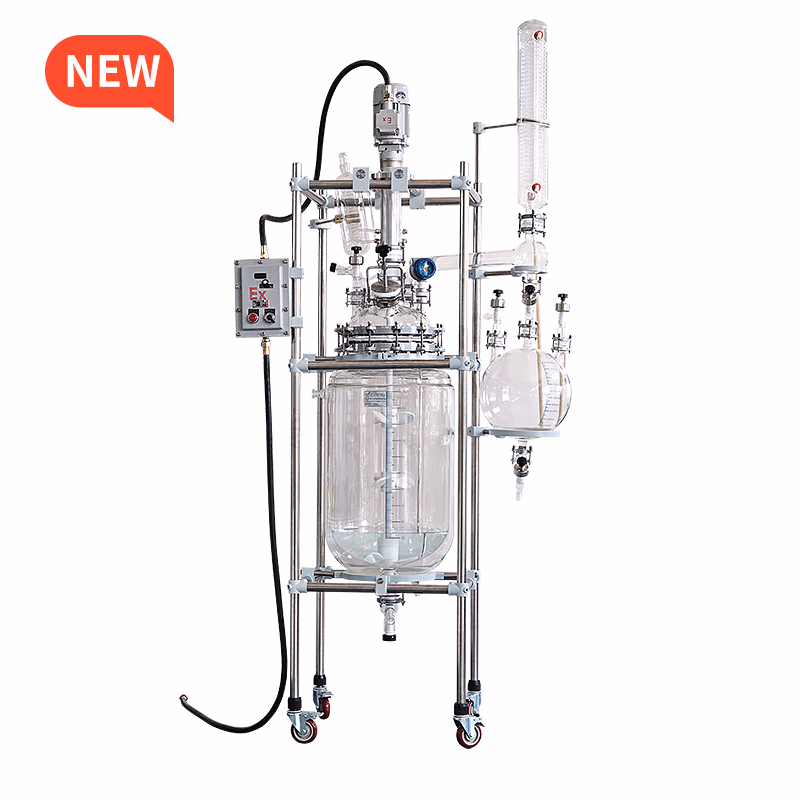 Chemical Vacuum Mixing Reaction Vessel 50 Liter Jacketed Glass Reactor in Laboratory