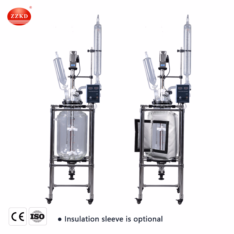 10L 20L 50L 100L Jacketed Reactor Price Chemical Distillation Agitated Reactor Lab Double Layer Jacket Glass Reactor for Hemp Oil Extraction