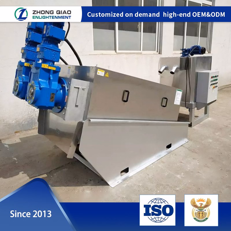 Low-Consumption, Clog-Free Automatic Sludge Dewatering Machine Equipment. Waste Water Treating Plant