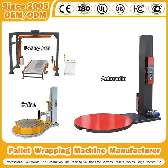 Automatic Inline/Online Rotary Arm Shrink Film Banding Pallet Wrapping Machine Manufacturer for Bags
