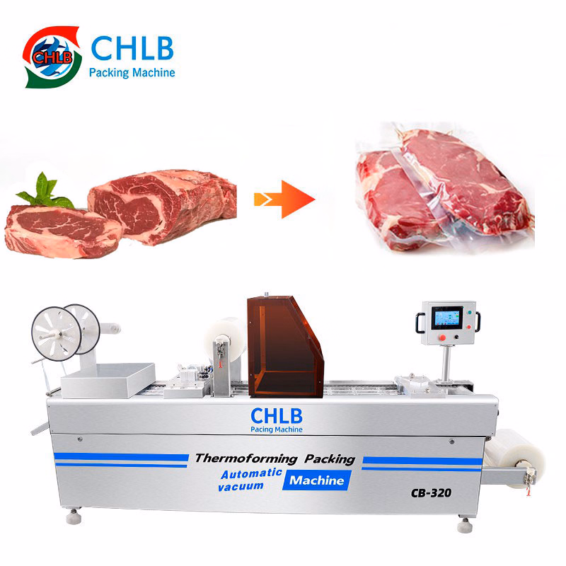 Fully Automatic Thermoforming Vacuum Packaging Machine Cheese Dates Sausage Ham Bacon Vacuum Packinqmachine Manufacturer