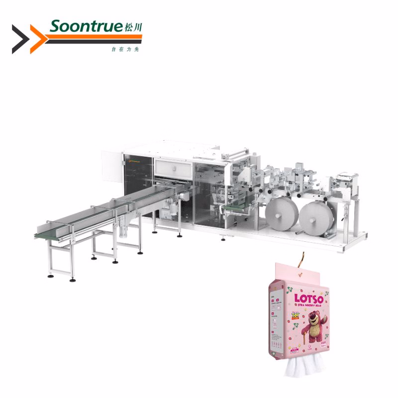 Fully Automatic Bottom Pull Tube Packing Machine for Spunlace Wipes/Cotton Towels High-Speed Packaging Equipment for Hygiene Products