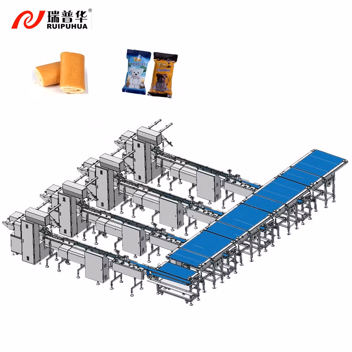 Automatic Bakery Machine Muffin Cupcake Packaging Line for Biscuit Bread Plastic Paper Bags Film Packaging with Paper Tray