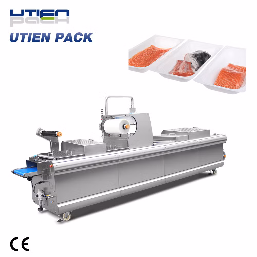 China Factory Automatic Meat Sea Food Fish Shrimp Thermoforming Vacuum Skin Package/Pack/Packing/Packaging Machine