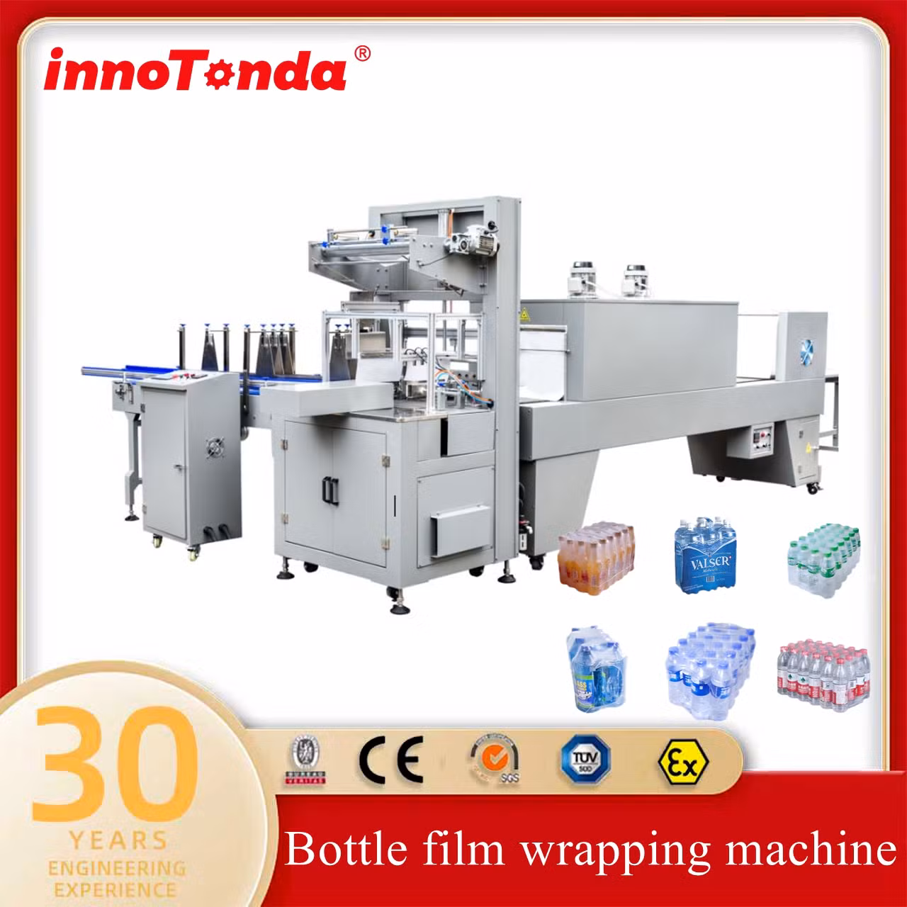 Automatic Mineral Water Sleeve Sealer Plastic PE/PVC Film Heat Tape Shrink Wrapping Machine for Pack Bottles/Boxes Machine