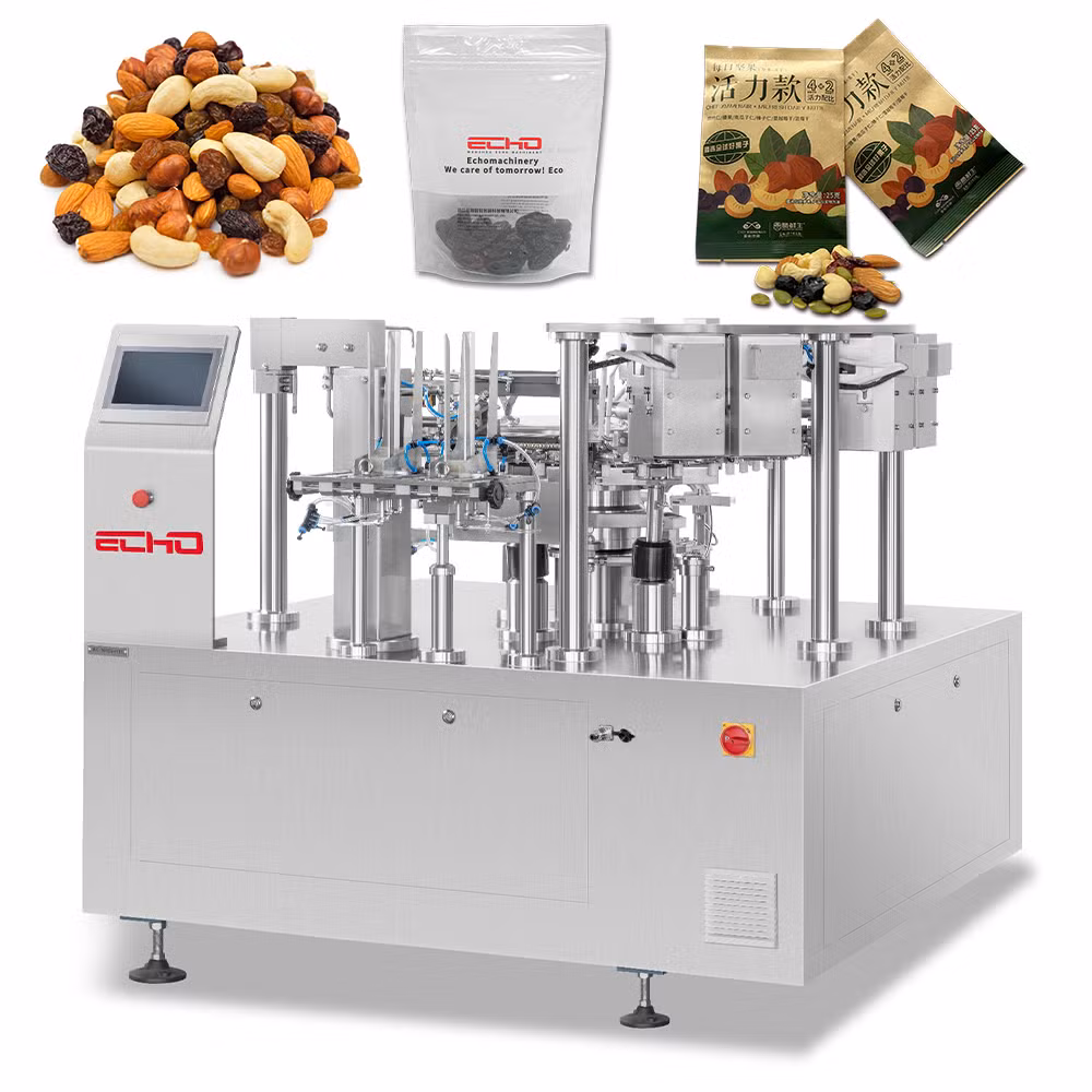Two-Channel Duplex Premade Pouch Filling and Sealing Packing Machine for Nuts