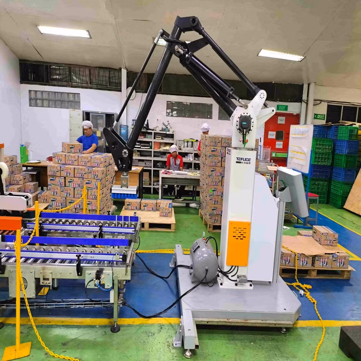 High Efficient Space-Saving Low-Cost Maintenance Collaborative Palletizing Robot for Chemical Industry